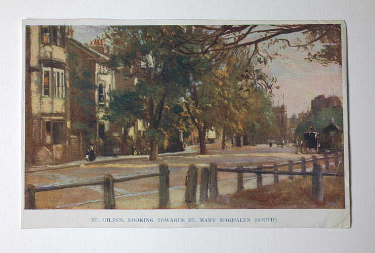 Urban street with trees.