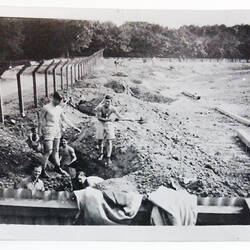 Photograph - RAAF Personnel, Digging Slit Trenches at Exhibition Building, World War II, Apr 1942