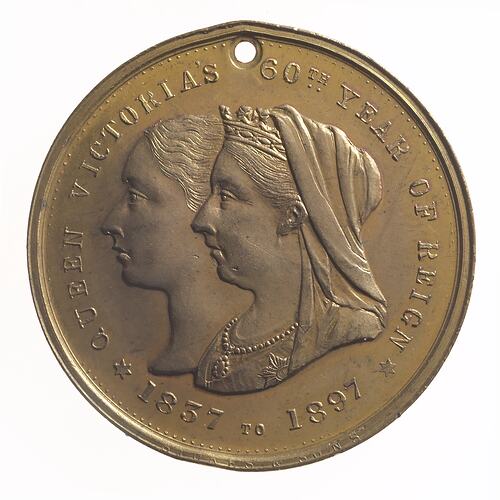 Medal - Diamond Jubilee of Queen Victoria, United Sunday Schools, Victoria, Australia, 1897