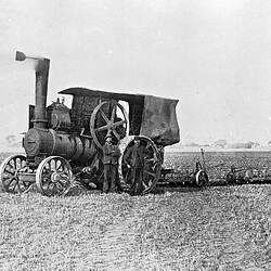 Negative - Steam Ploughing with Traction Engine Pulling Three Ploughs, Werribee, Victoria, 1910