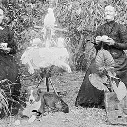 Negative - Two Women in a Garden Having Afternoon Tea, Amherst, Victoria, 1910