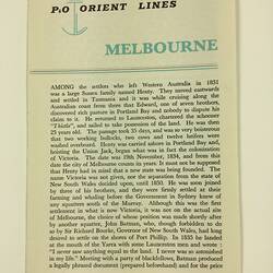 Booklet - Orient Line, Melbourne, 1967