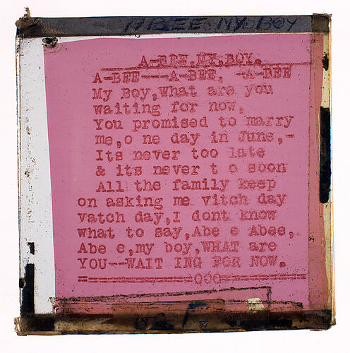 Lantern Slide - 'A-Bee My Boy'