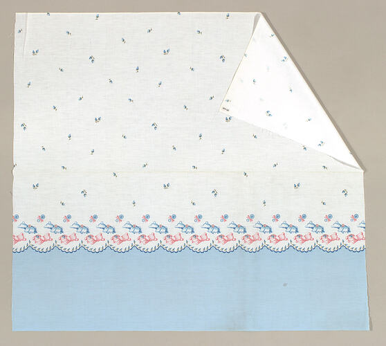 Fabric Remnant - White Cotton with Dogs and Lambs