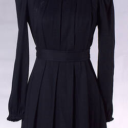 Dress - Prue Acton, Mini, Black Pleated, 1965
