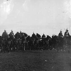 Glass Stereograph Negative - Federation Celebrations, Mounted Troops, by G.H. Myers, Melbourne, Victoria, 1901