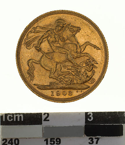 Coin - Sovereign, Victoria, Australia, 1903, photographed by Museums Victoria