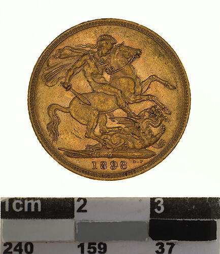 Coin - Sovereign, Victoria, Australia, 1898, photographed by Museums Victoria