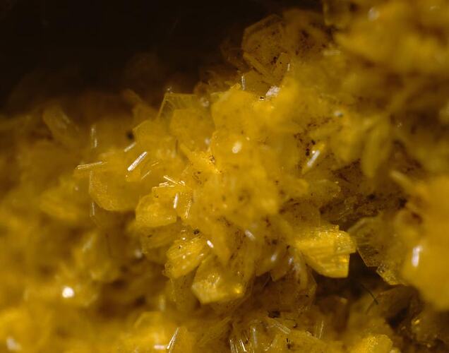 Platey yellow crystals.