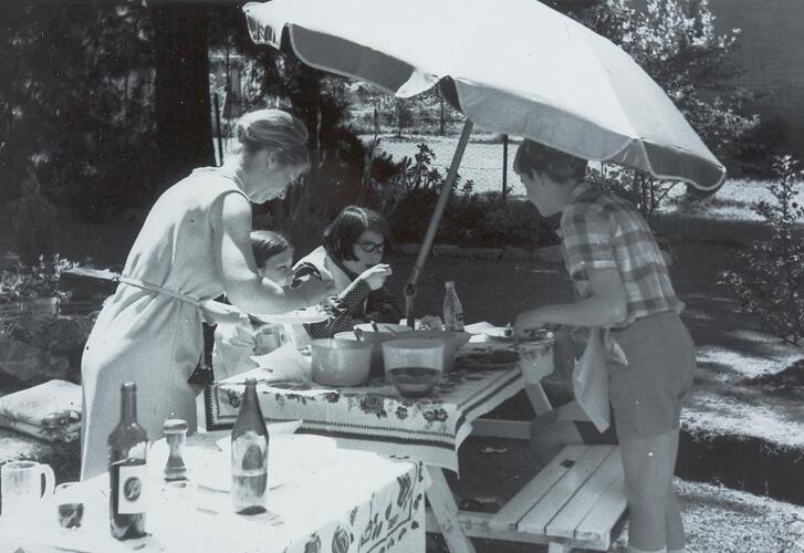 Digital Photograph - Family Barbecue, Back Garden, Croydon, circa 1965