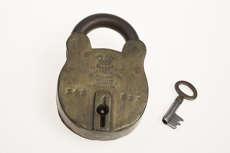 Padlock & key - Chubb & Sons, 1859