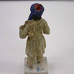 Indian Figure - Man Wearing a Blue & Red Turban, Lucknow, Clay, circa 1880