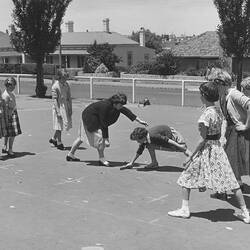 Photograph - Girls Playing 'Dog & Bone' Game, Dorothy Howard Tour, Melbourne, 1954-1955