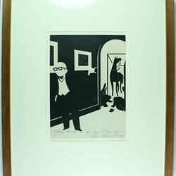 Framed picture of cartoon.
