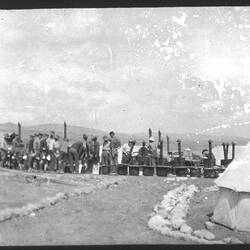 Lantern Slide - Australian Soldiers Lining up for Mess in Tent Encampment