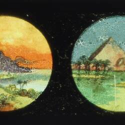 Lantern Slide - Miniature Panorama Format Multiple Image, Four Landscapes, 1860-1920