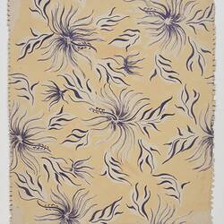 Artwork - Design for Textiles, Flowers & Leaves, Mustard, Purple & Off-white, circa 1950s