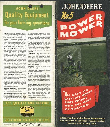 John Deere No.5 Power Mower