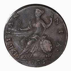 Coin - Halfpenny, George II, Great Britain, 1735 (Reverse)