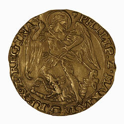 Coin - Angel, Philip and Mary, England, Great Britain, 1554-1558 (Obverse)