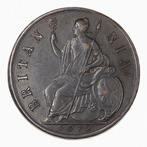 Coin - Halfpenny, Charles II, Great Britain, 1672 (Reverse)