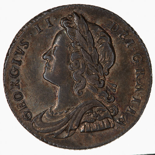 Coin - Sixpence, George II, Great Britain, 1728 (Obverse)