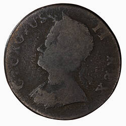 Coin - Halfpenny, George II, Great Britain, 1740 (Obverse)