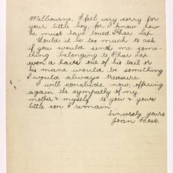 Letter - Best to Telford, Phar Lap's Death, 16 Apr 1932
