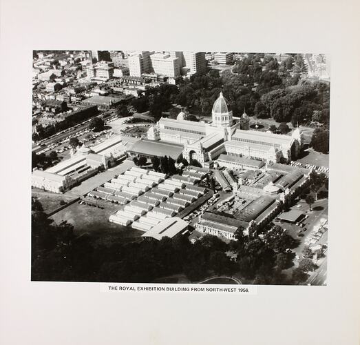 Photograph - Aerial View of the Exhibition Building from North West, Melbourne, 1956