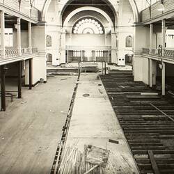 Photograph - Programme '84, Timber Floor Replacement in the Great Hall, Royal Exhibition Buildings, 6 Sep 1984