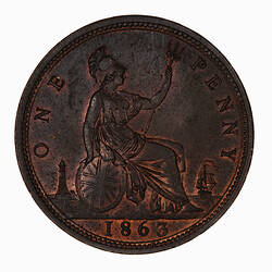 Coin - Penny, Queen Victoria, Great Britain, 1863 (Reverse)