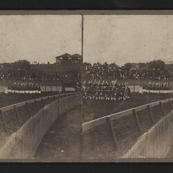 Stereograph - Federation Celebrations, Fiji Armed Native Constabulary & New Zealand Scottish Regiment, by G.H. Myers, Melbourne, Victoria, 1901