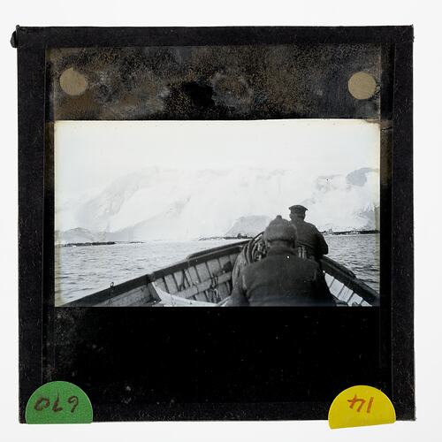 Lantern Slide - Motor Boat Party of Explorers, BANZARE Voyage 2, Antarctica, 1930-31