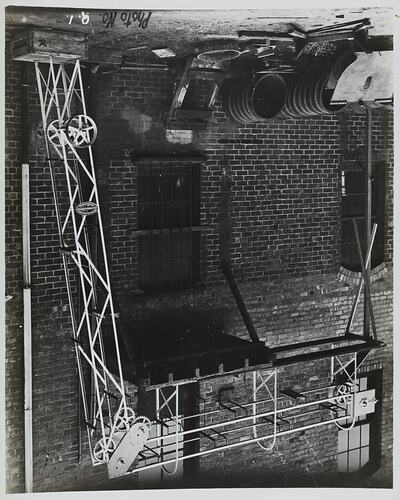 Photograph - Schumacher Mill Furnishing Works, Elevator in Factory Yard, Port Melbourne, Victoria, circa 1930s