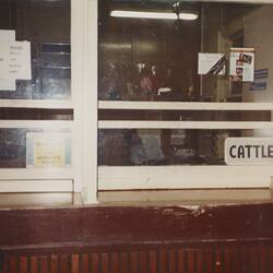 Digital Photograph - Enquiry Desk, Newmarket Saleyards, Newmarket, Sep 1985