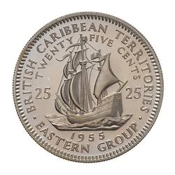 Proof Coin - 25 Cents, British Caribbean Territories, 1955