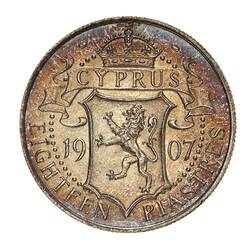 Coin - 18 Piastres, Cyprus, 1907