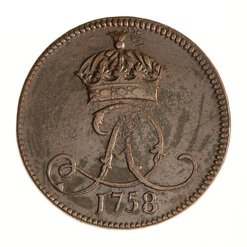 Coin - 1 Penny, Isle of Man, 1758