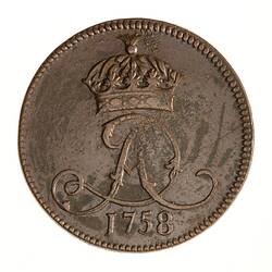 Coin - 1 Penny, Isle of Man, 1758