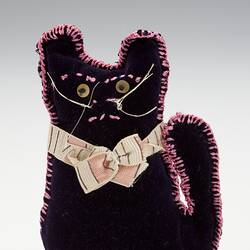 Toy Cat - Ada Perry, Dark Purple Velvet, circa 1930s-1960s