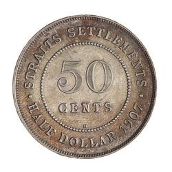 Coin - 50 Cents, Straits Settlements, 1907