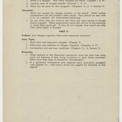 Booklet - 'Migration and the Refugee', Australian Army Education Service, 12 Mar 1945
