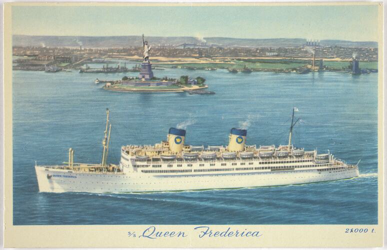 Postcard - SS Queen Frederica, National Hellenic American Line