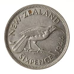 Coin - 6 Pence, New Zealand, 1944