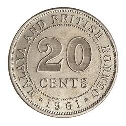 Coin - 20 Cents, Malaya & British Borneo, 1961