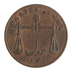 Coin - 1/4 Anna, Bombay Presidency, India, 1833