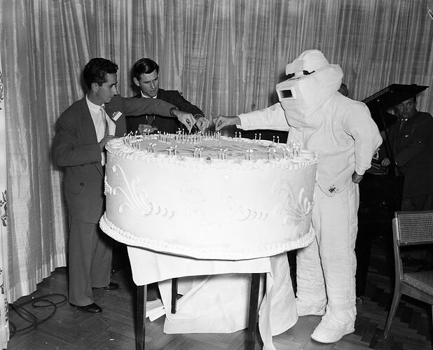 Negative - Birthday Cake, Smith's Motor Convention, Chevron Hotel, Melbourne, Victoria, 1958
