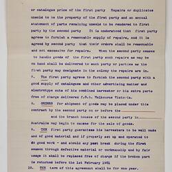 Letter & Memorandum of Agreement - Deering Harvester Co., to Mr H. V. McKay, Agency for Combine Harvester, 18 Apr 1900