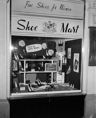 Display Window at Shoe Mart Store, Melbourne, Victoria, Aug 1954