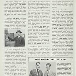 Magazine Insert - 'About Ourselves', Sunshine Massey Harris Review, No 35, Aug 1956